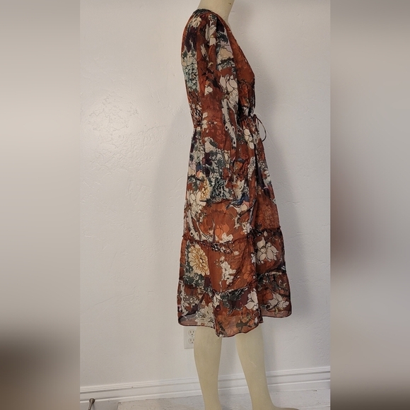 Anthropologie *HEMANT & NANDITA* ZERI PEASANT MIDI DRESS - Picture 5 of 11